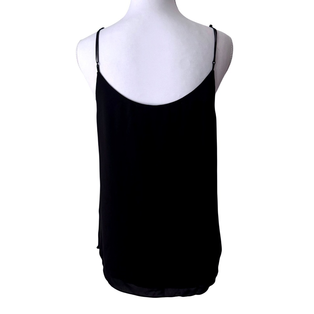 Aritzia Babaton Galen Camisole Mesh Trim V-Neck Black Minimalist Tank Top Small - Picture 2 of 6